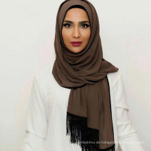 Art und Weisefrauen fester chiffion Entwurf stilvolle moslemischer Liebesschal neue Entwurfsquasten Maxi türkische Schal saudi hijab Frauen